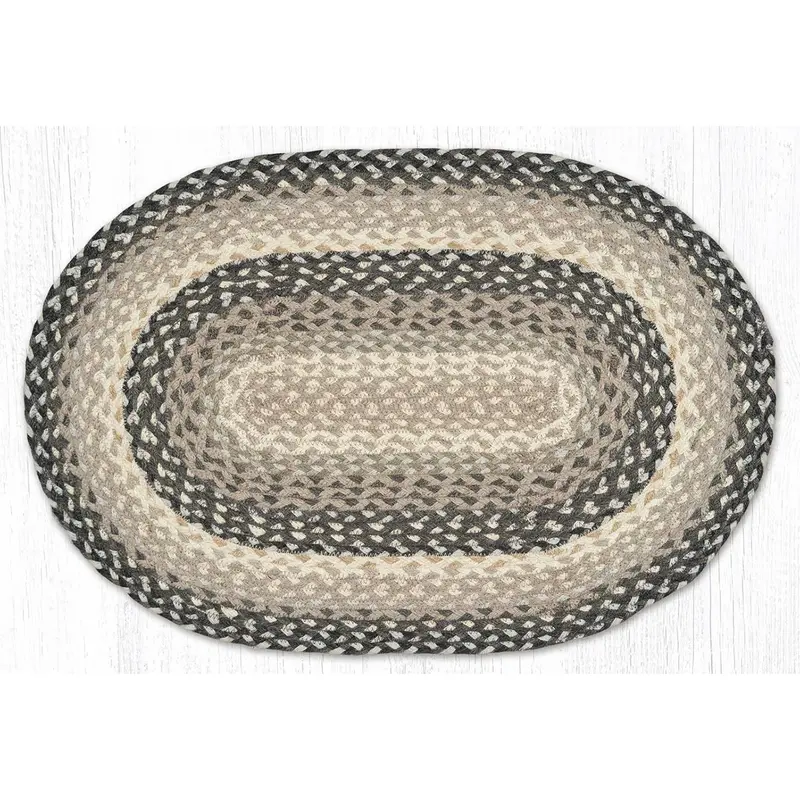 Gray And Ivory Braided Jute Area Rug – Natural Fiber Floor Mat C-890 1
