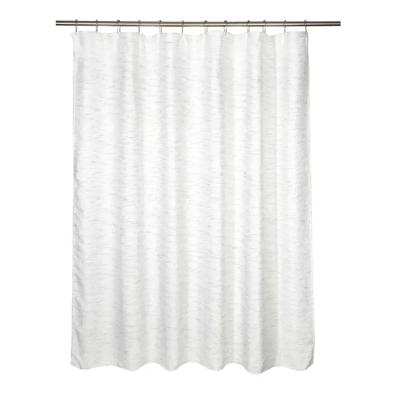 Grey Harlow Jacquard Shower Curtain – Textured Woven Bathroom Linen (205908) 1