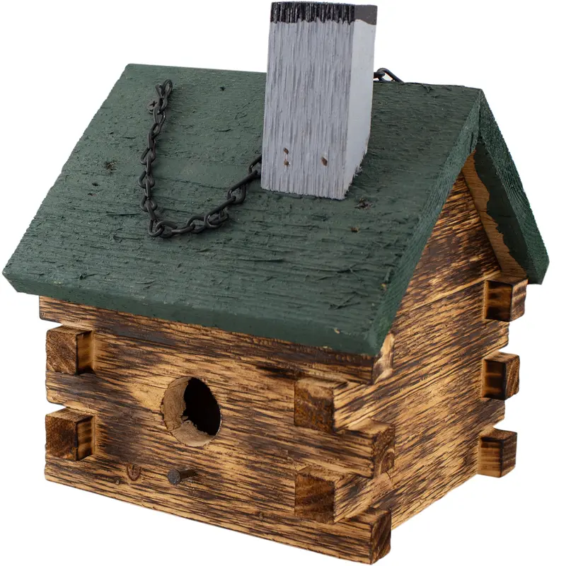 Handcrafted Log Cabin–Style Decorative Birdhouse 1