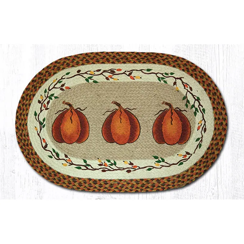 Harvest Pumpkin–Patterned Braided Jute Area Rug – Op-222 1