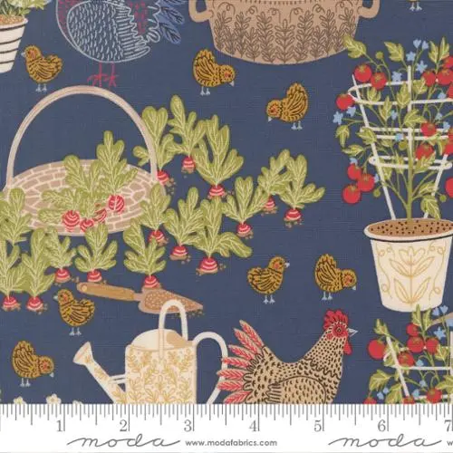 Henhouse Collection Chicken Garden Cotton Fabric – Quilting Weight, 48430 1