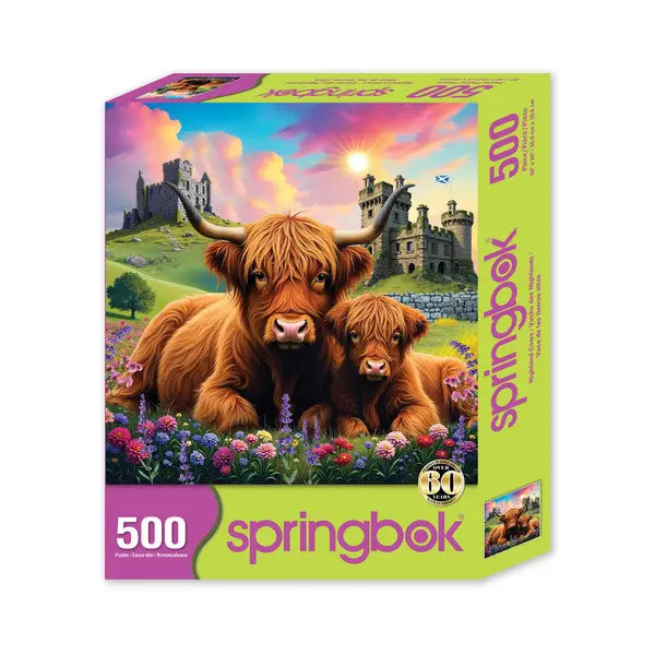 Highland Cows In The Countryside – Rustic 500-Piece Jigsaw Puzzle 1