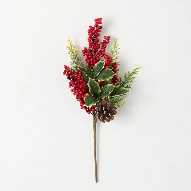 Holly Berry Decorative Pick – Festive Artificial Greenery Stem For Arrangements 1