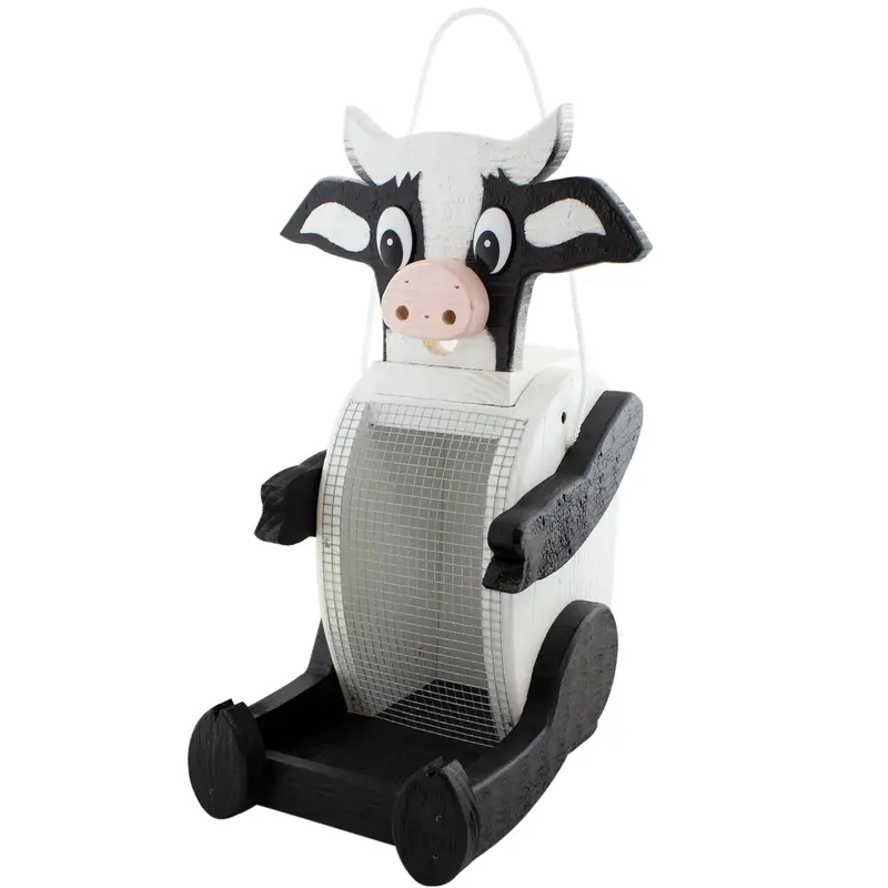 Holstein Cow-Themed Bird Feeder For Garden Decor 1