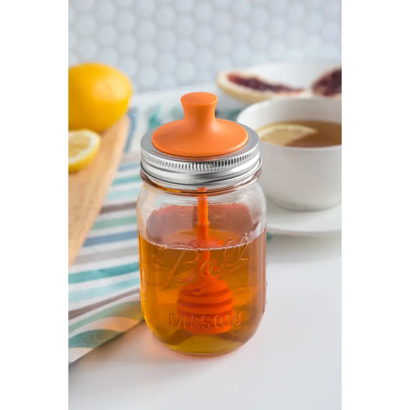 Honey Dipper Lid For Mason Jars – Wooden Handle, Food-Grade Silicone Seal 1