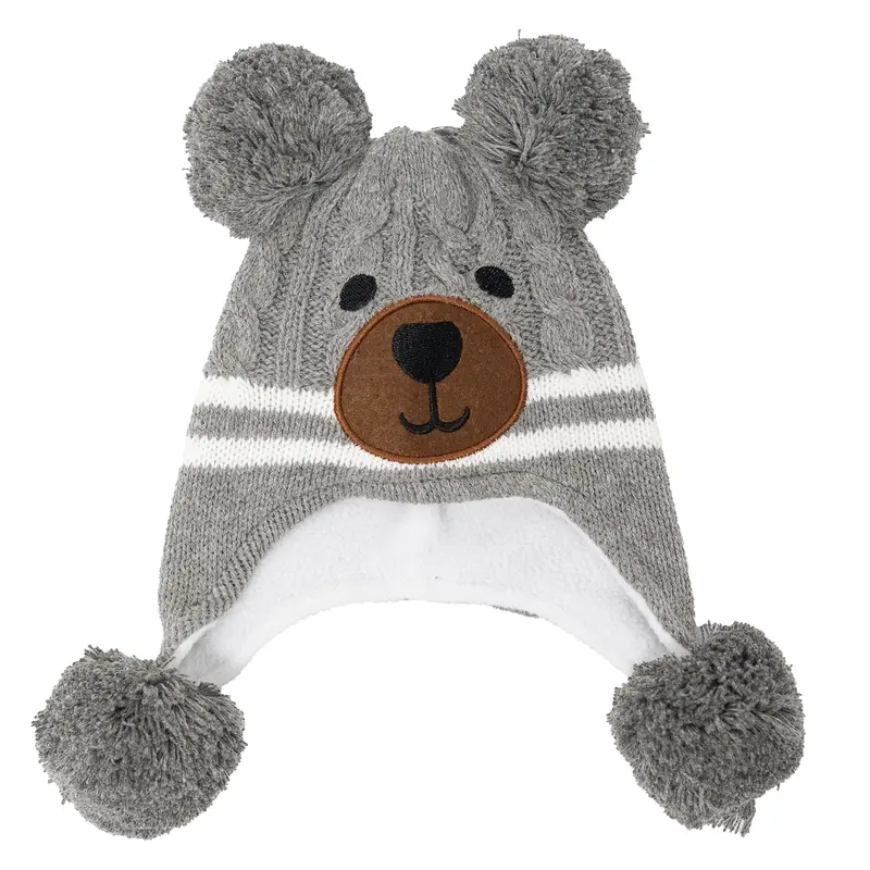 Infant Bear-Themed Fleece-Lined Knit Hat – Soft Winter Headwear 1