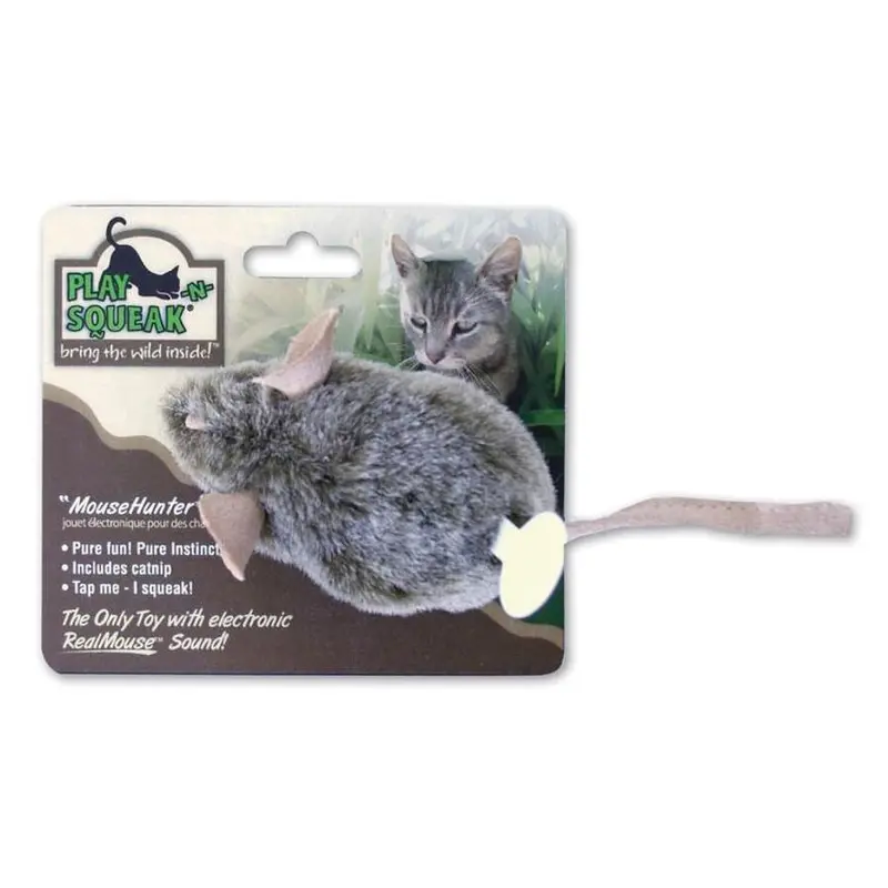 Interactive Play-N-Squeak Toy – Mouse Hunter Plush With Crinkle Sound (1360012074) 1