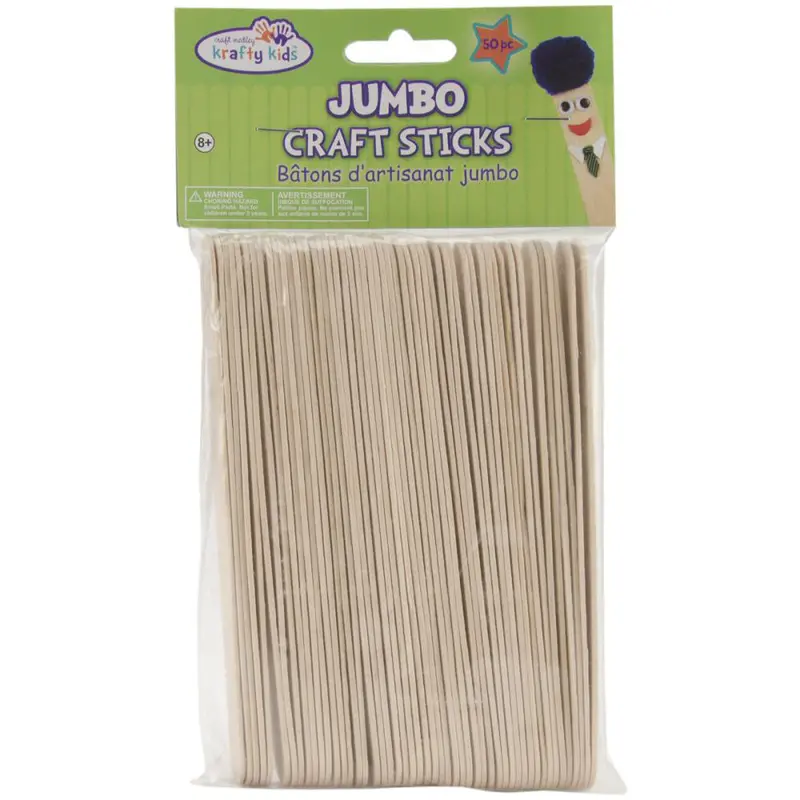 Jumbo Wooden Craft Sticks – 50-Pack Popsicle Stick Set 1