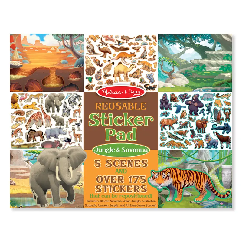 Jungle & Savanna Reusable Sticker Pad – Eco-Friendly Peel-And-Stick Sheets (30502) 1
