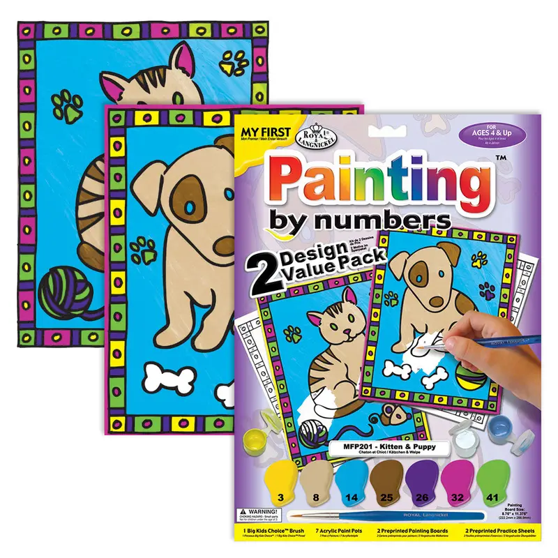 Junior Paint-By-Numbers Kit: Adorable Kitten And Puppy Design (Mfp201) 1