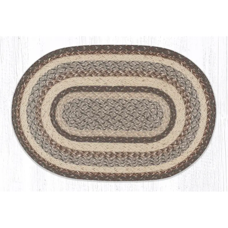 Khaki Oval Braided Rug – Natural Fiber Entryway Mat 1