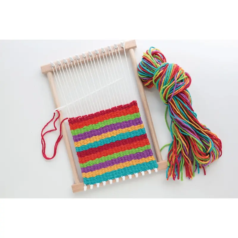 Kids' Wooden Peg Loom Craft Kit With Accessories – Educational Weaving Set 530 1