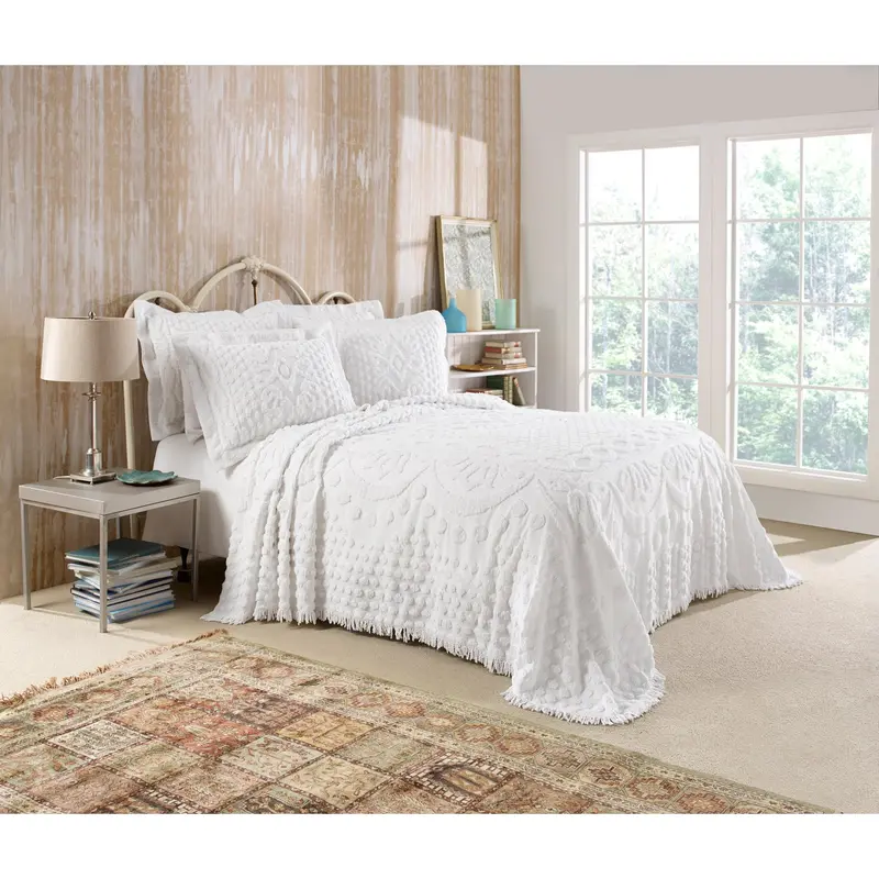 Kingston Chenille Bedspread – Plush Textured Full/Queen Coverlet 1