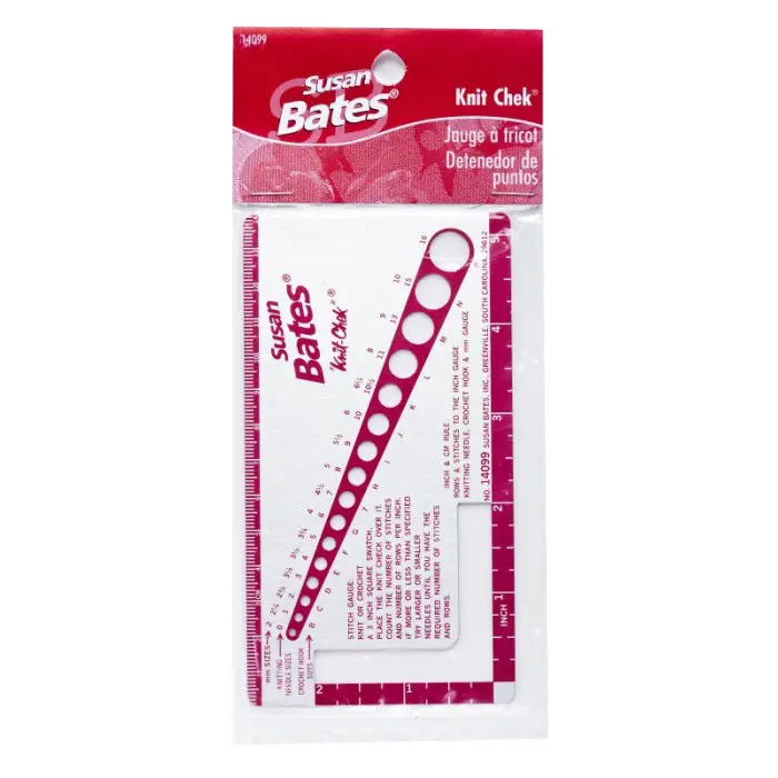 Knit Check-To-Check Stitch Gauge Tool With Needle Size Identifier (Style B-14099) 1