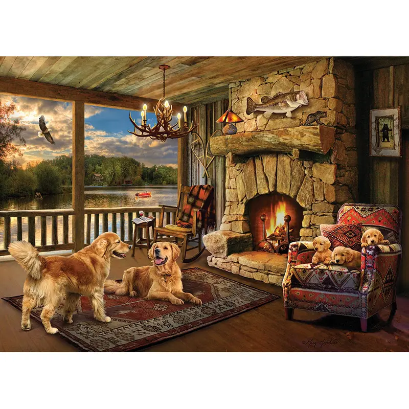 Lakeside Cabin Jigsaw Puzzle – Scenic 1000-Piece Wooden Landscape (80294) 1