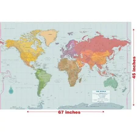Laminated Oversized World Wall Map – Educational 336804 Geography Poster 1