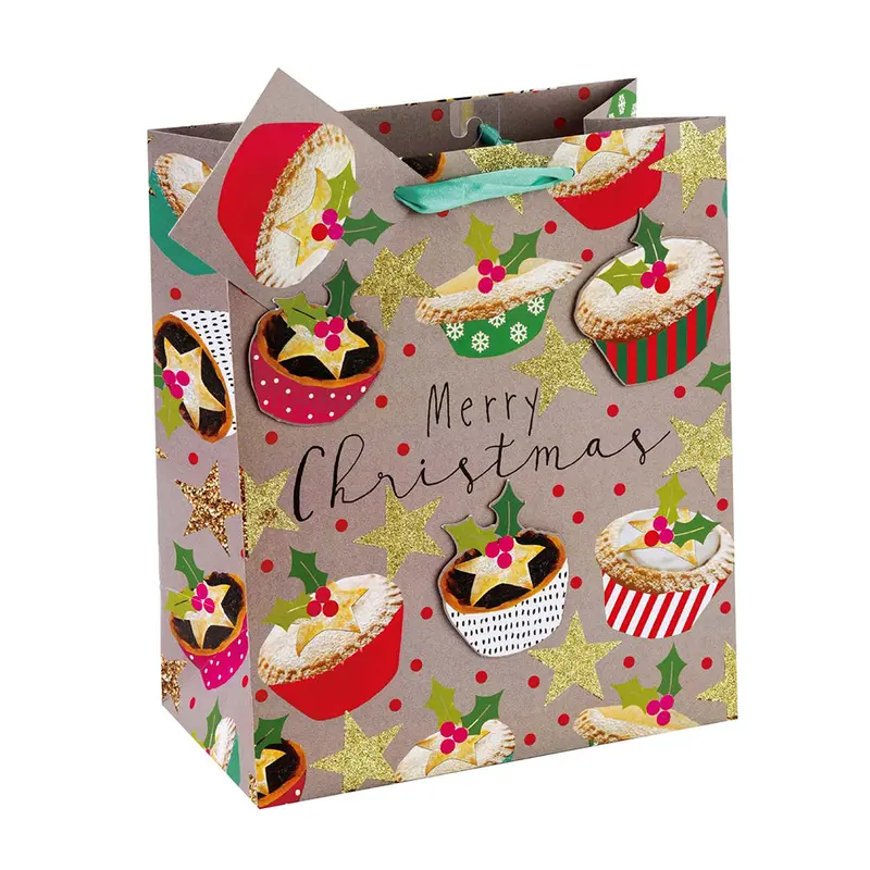 Large Christmas Cupcakes Gift Bag: Spacious Festive Treat Packaging (Cl021G) 1