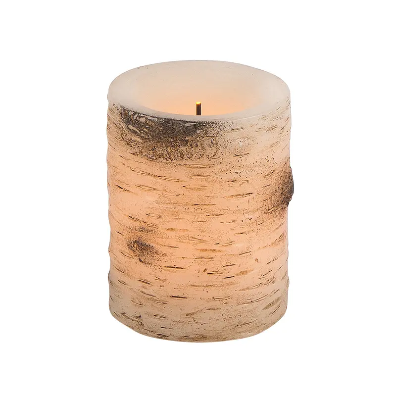Led Birch Bark Wax Candles With Auto Timer Function – Set Of 4385 1