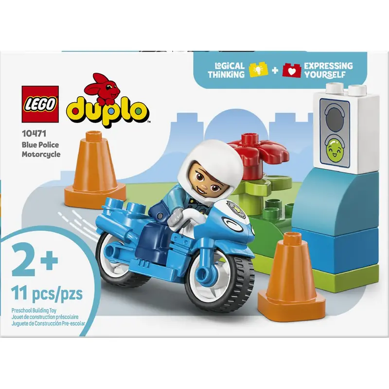 Lego Duplo Town Blue Police Motorcycle Playset – Toddler-Friendly Building Toy 1