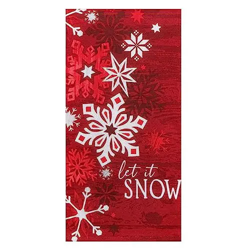 Let It Snow Dual-Purpose Kitchen Towel – Embroidered Snowflake Motif, Soft Cotton Weave 1