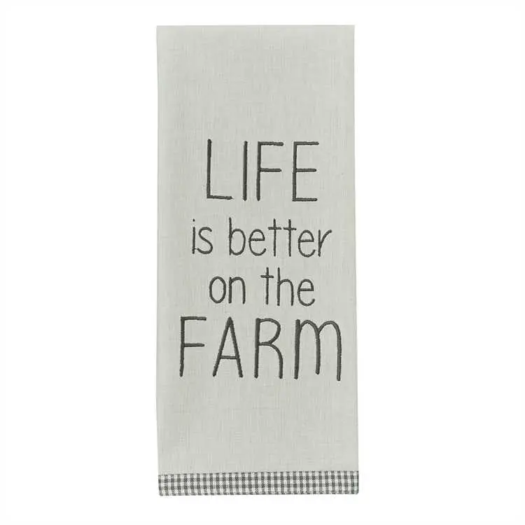 'Life Is Better On The Farm' Kitchen Towel – Whimsical Farmhouse-Themed Cotton Towel 73-241 1