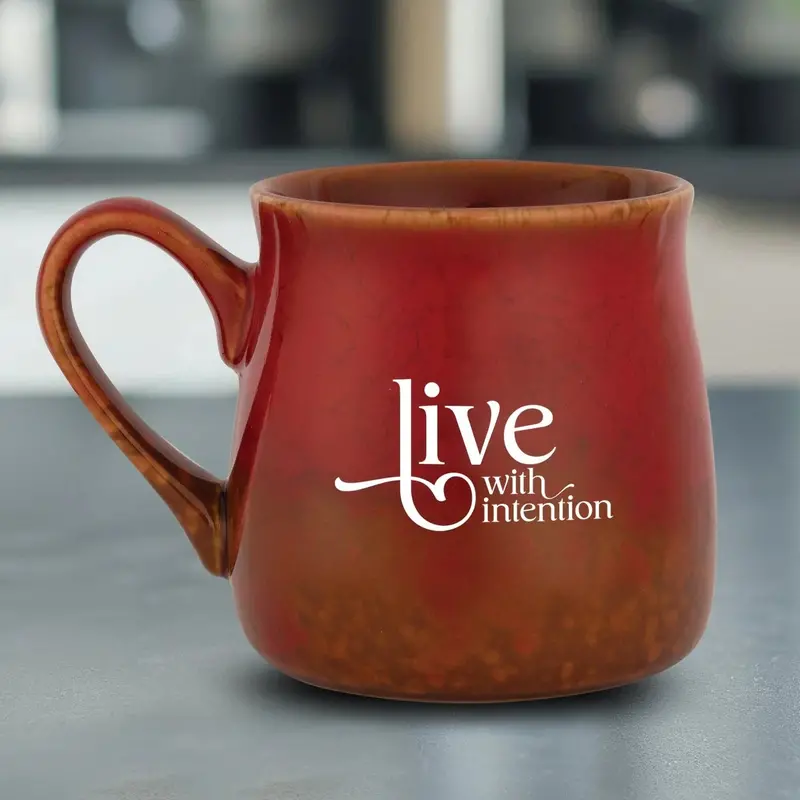 'Live With Intention' Ceramic Coffee Mug – Mindful Lifestyle Drinkware 4897 1
