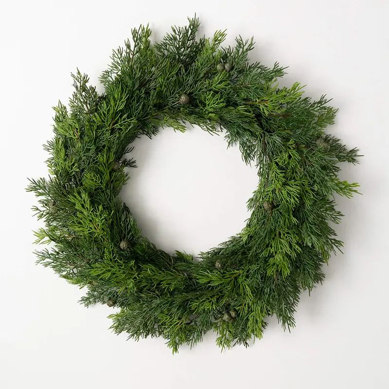 Lush Cypress & Berry Holiday Wreath – Premium Artificial Door Decor With Natural Accents (Wr962) 1