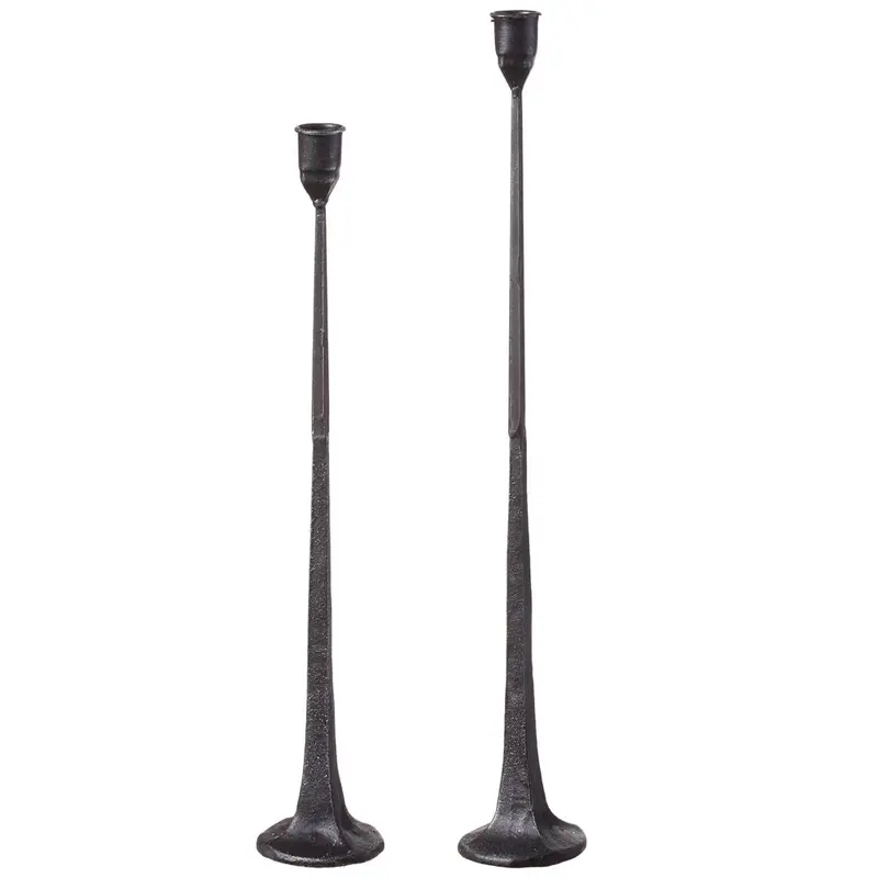 Matte Black Metal Candle Holders – Slim Taper Stick Set (S39025) 1
