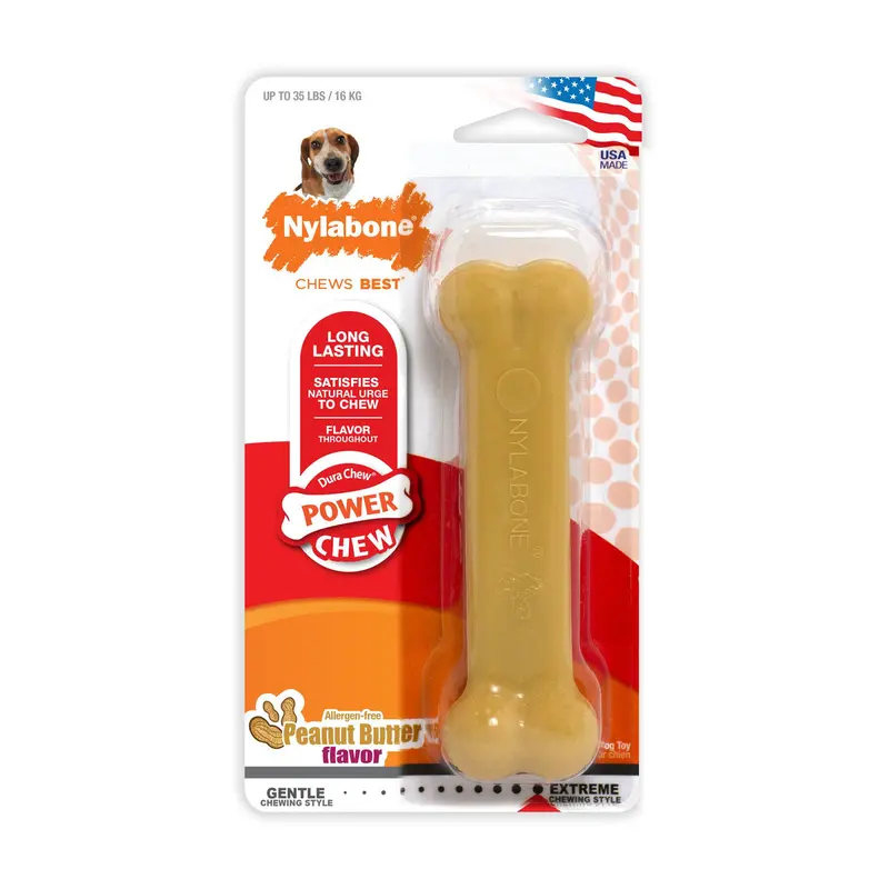 Medium-Sized Original Power Chew Bone Dog Toy In Peanut Butter Flavor 1