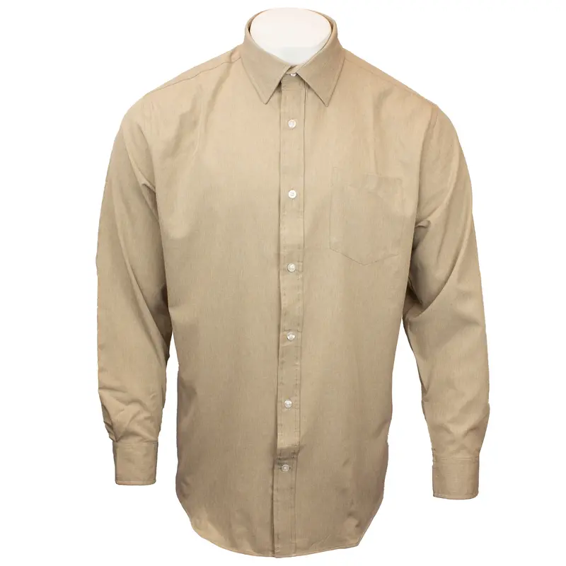 Men’S Heathered Tan Long-Sleeve Casual Shirt 1