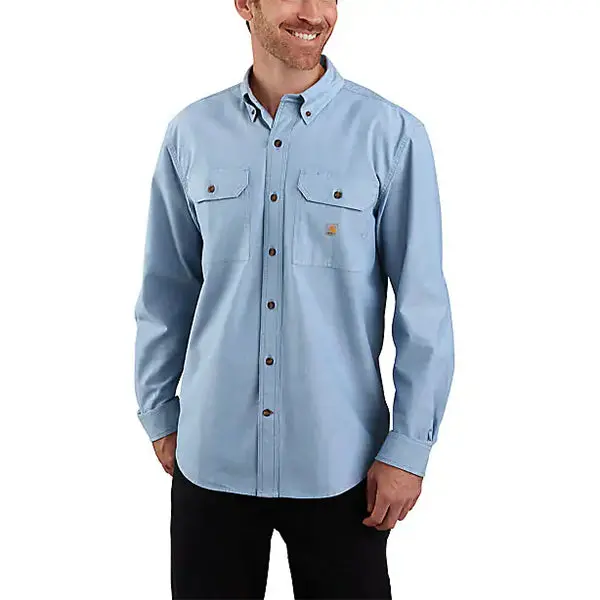 Men’S Long-Sleeve Chambray Shirt – Classic Casual Workwear Style