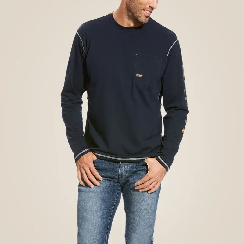 Men’S Rebar Workman Logo Long-Sleeve Cotton T-Shirt – Rugged Casual Style (10023920) 1