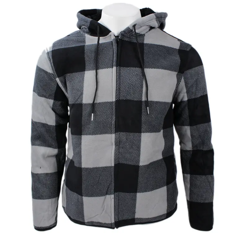 Men’S Sherpa-Lined Buffalo Plaid Hooded Fleece Jacket – Co2397Hf 1