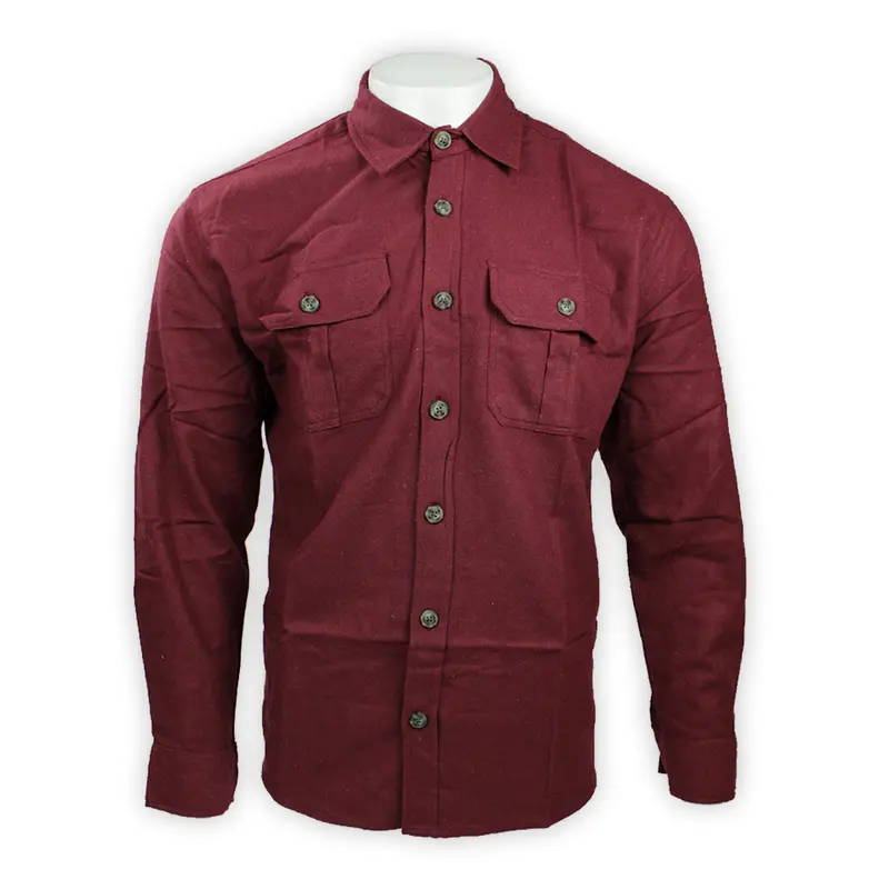 Men'S Solid Flannel Long-Sleeve Button-Down Shirt 1