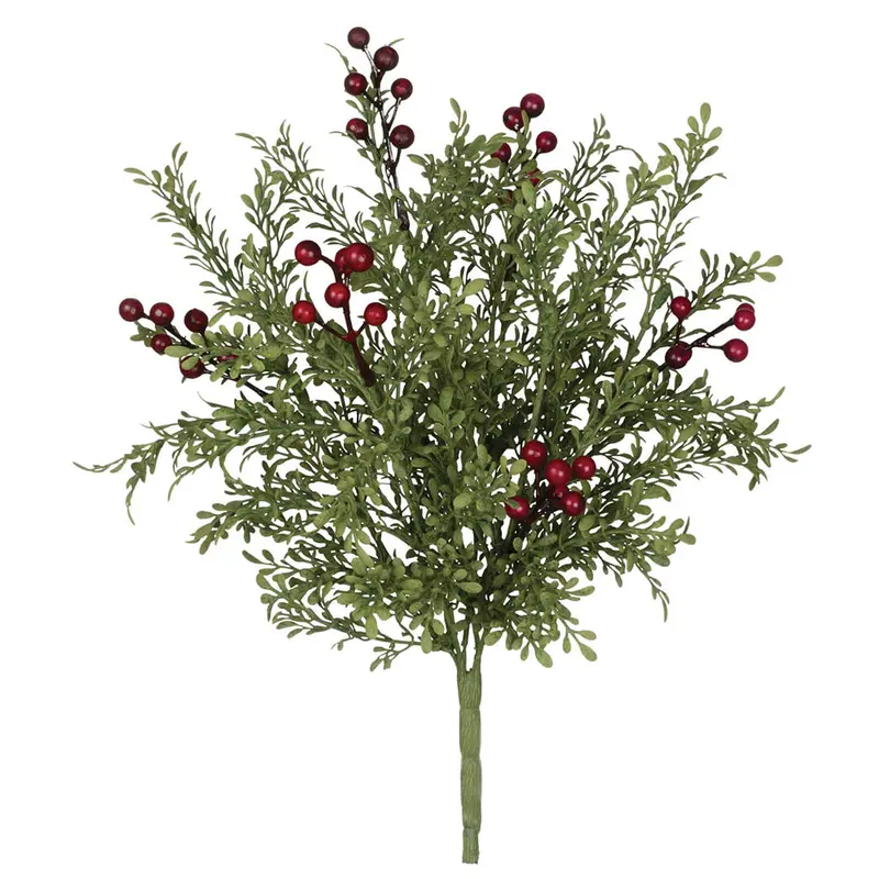 Mini Leaf-And-Berry Potted Plant – Artificial Tabletop Greenery 19890Pt 1