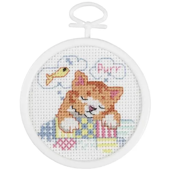 Miniature Dreaming Kitty Cross Stitch Kit – Beginner-Friendly (21-1040) 1