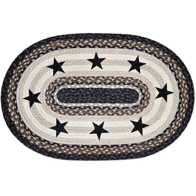 Mocha Frappuccino Braided Star Area Rug – Neutral Textured Floor Mat 1