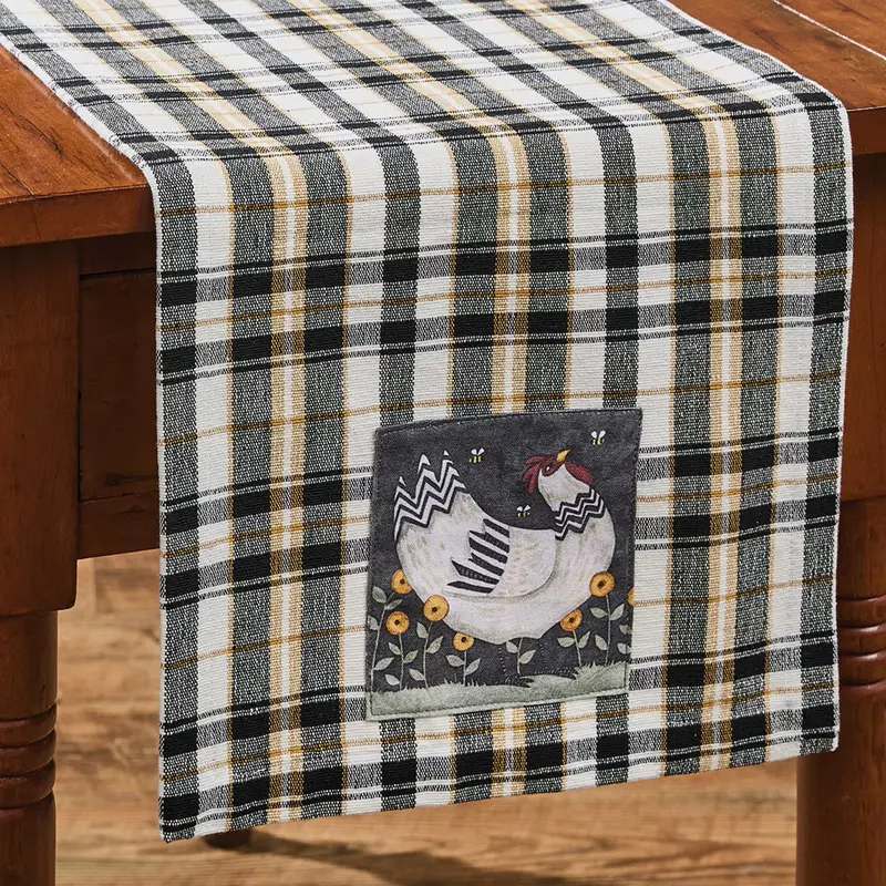 My Little White Hen Table Runner – Farmhouse-Inspired Linen Runner For Dining Tables 1