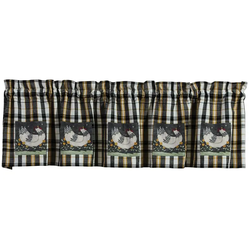 My Little White Hen Themed Kitchen Valance – Country-Style Decorative Window Panel 1