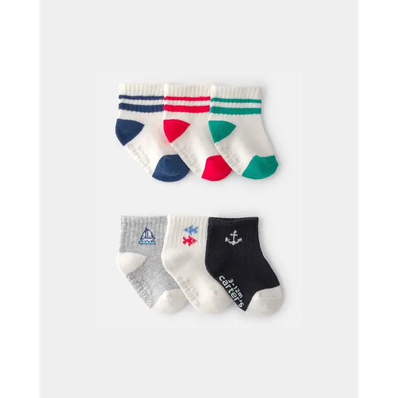 Nautical-Themed Baby Boy Ankle Socks – 6-Pack 1U689510 1