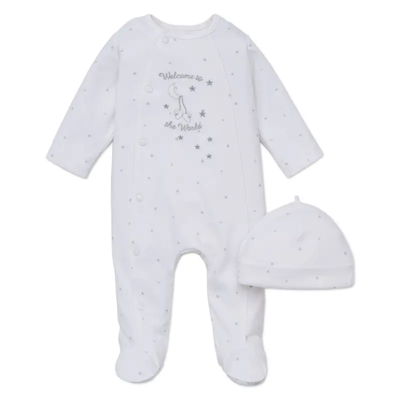 Newborn Sleepsuit With Matching Hat – ‘Welcome To The World’ Theme (Lbq03991N) 1