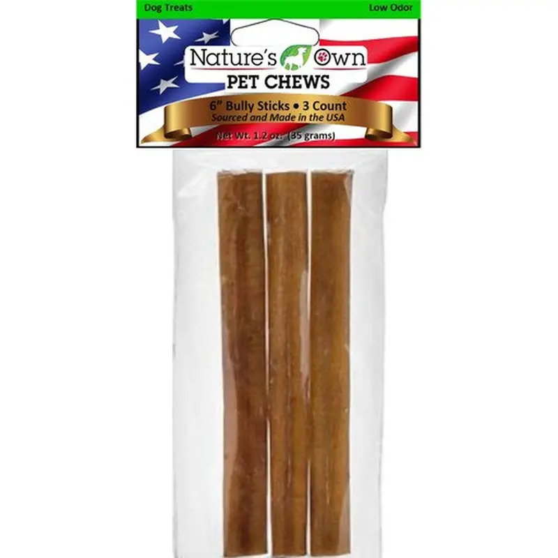Odor-Free Bully Sticks – 6-Inch, 3-Pack For Medium Dogs 1