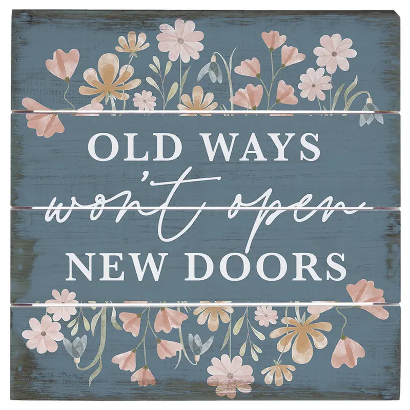 'Old Ways, New Doors' Rustic Pallet Sign – Petite Farmhouse Décor Pet2643 1