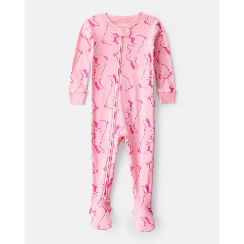 One-Piece Cotton Footie Pajamas For Baby Girls – Dual-Zip Design For Easy Changes 1