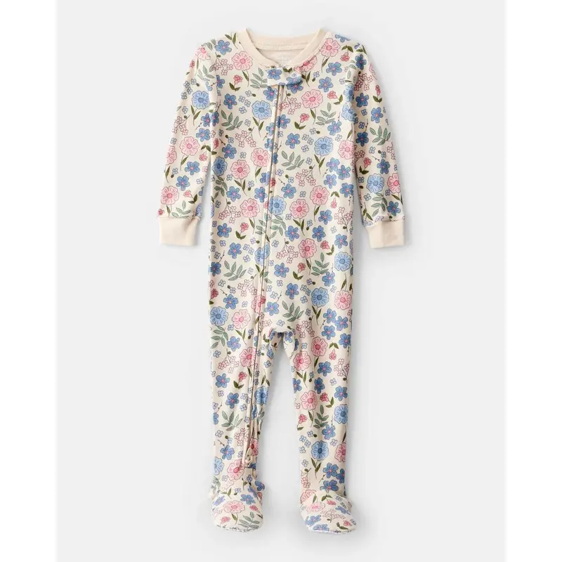 One-Piece Cotton Footie Pajamas For Toddler Girls – Snug-Fit, Easy-Dress Design 1
