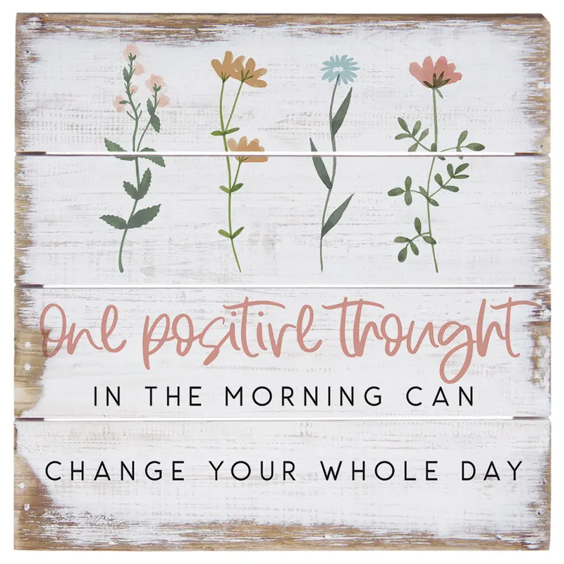 'One Positive Thought' Mini Wooden Sign – Petite Perfect Pallet Inspirational Décor (Pet2199) 1