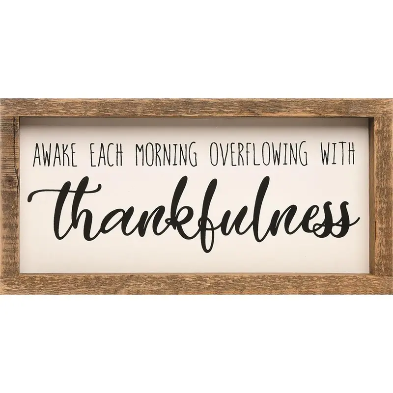 Overflowing With Thankfulness Framed Wall Sign – Rustic Wood Finish (221-30232) 1