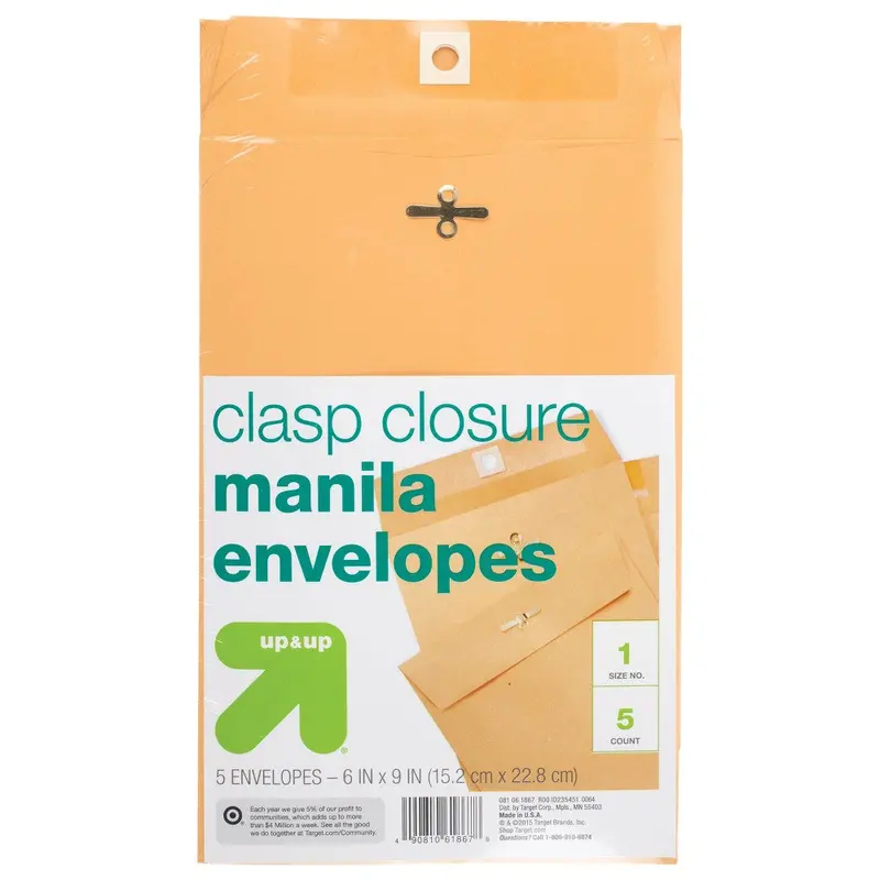 Pack Of 5 Clasp Envelopes – 6X9 Inch, Kraft Paper, Model 76010 1