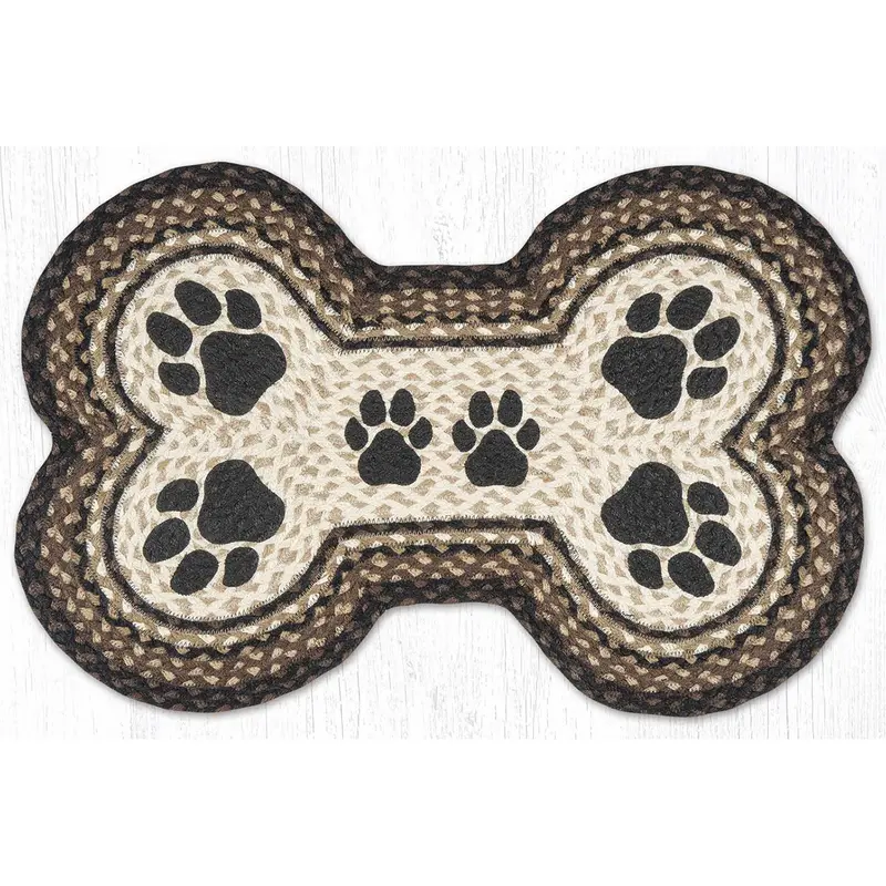 Paw Print Pattern Braided Jute Area Rug Dbp-313 1
