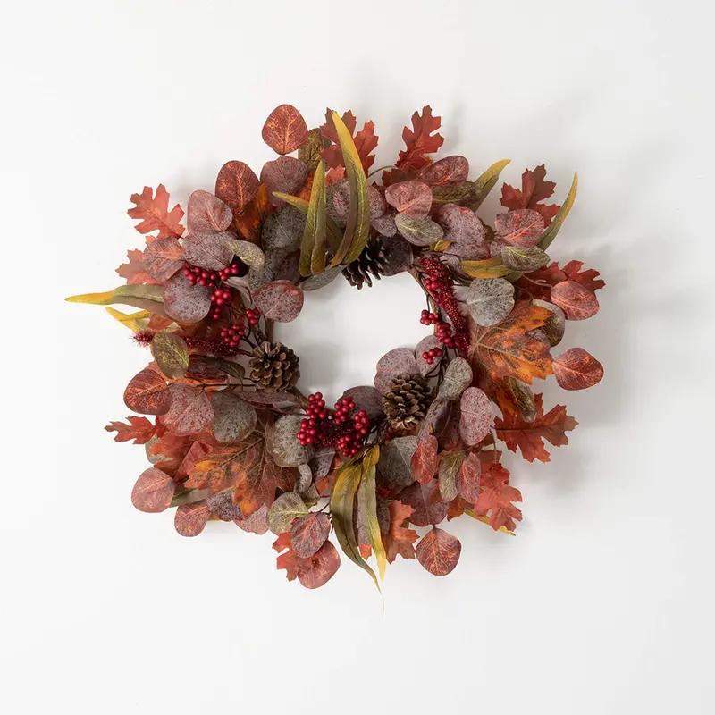 Pinecone And Leaf Wreath Ring – Natural-Inspired Table Or Wall Accent 1